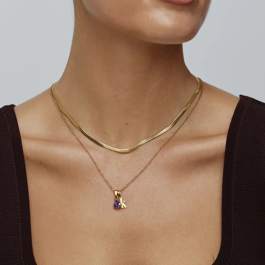 By Heart Initial and Birthstone Necklace
