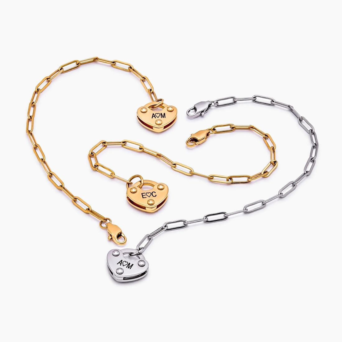 Bracelet with Heart Padlock Charm and Initial