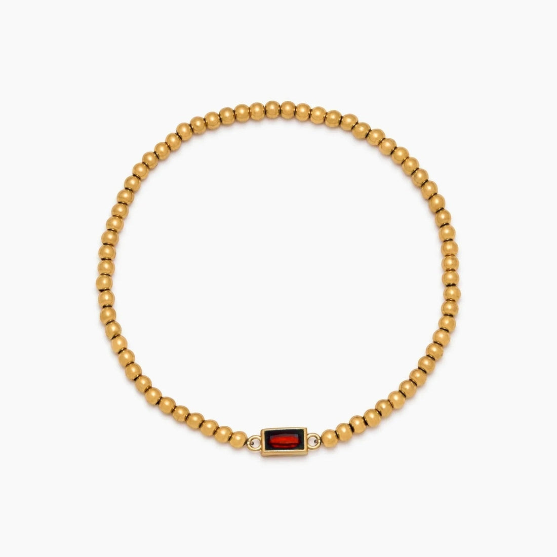 Gold Beaded Bracelet with Birthstone